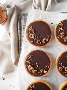 Chocolate Caramel and Hazelnut Tart