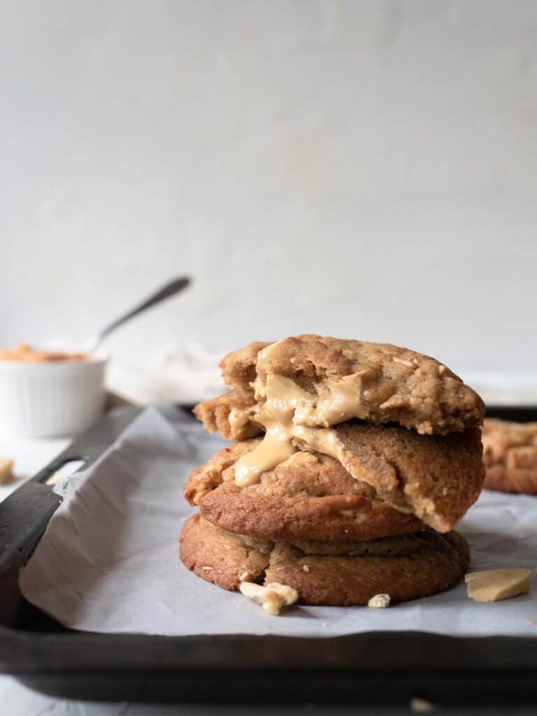 Miso brown butter cookies with caramelised white chocolate