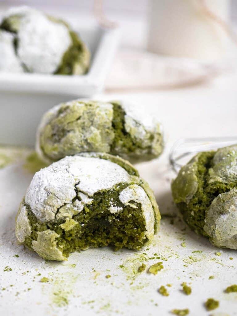 Soft and Fudgy Matcha Green Tea Crinkle Cookies