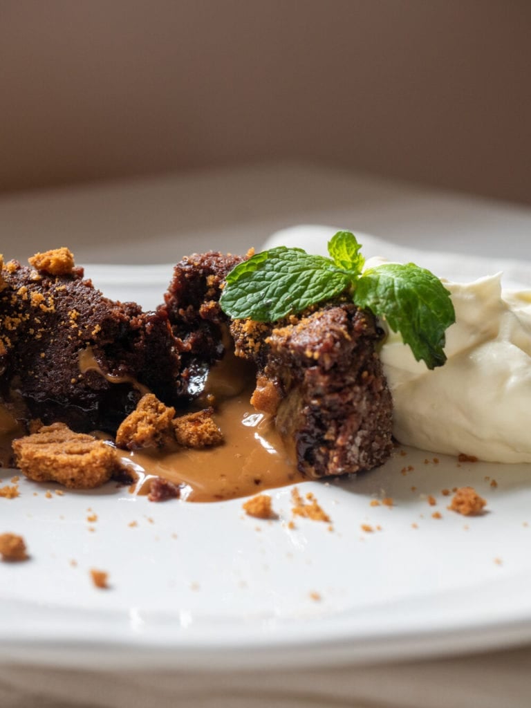 Chocolate and cookie butter lava cake