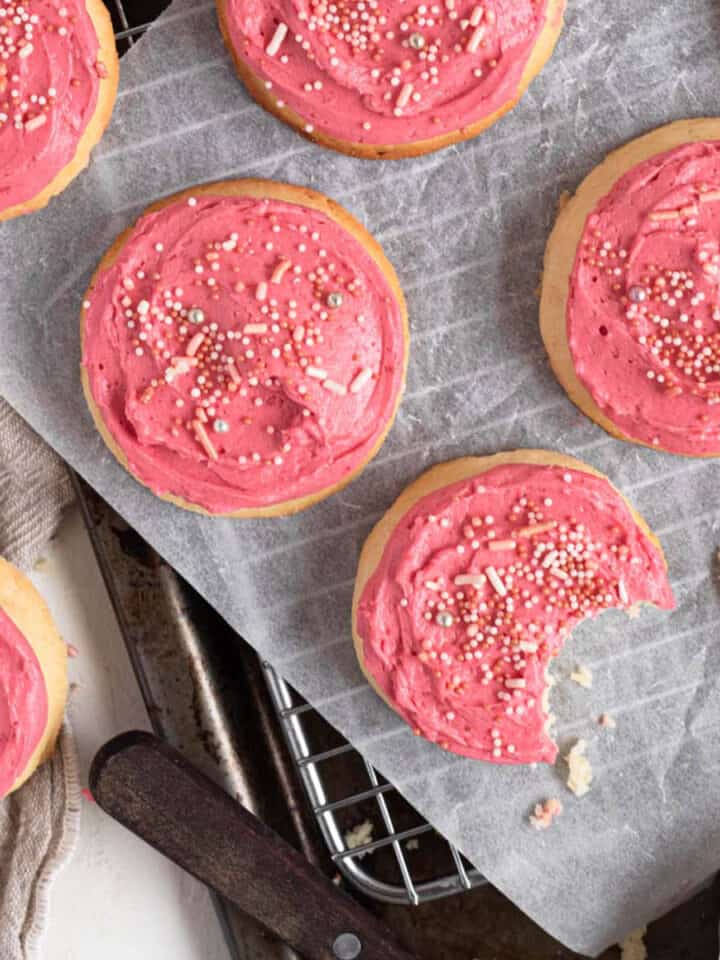 Soft and tender Raspberry loft house cookies with tangy raspberry buttercream