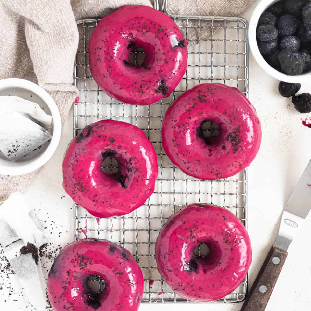 Baked Blueberry Glazed Donuts - Catherine Zhang