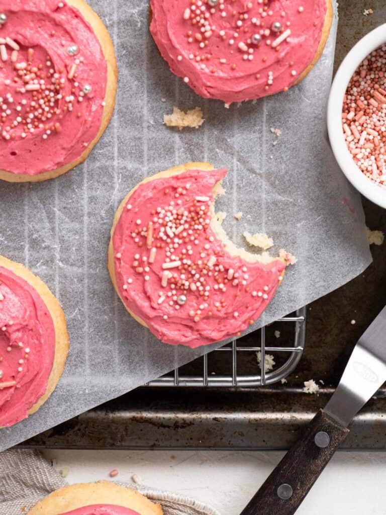 Soft and tender Raspberry loft house cookies with tangy raspberry buttercream