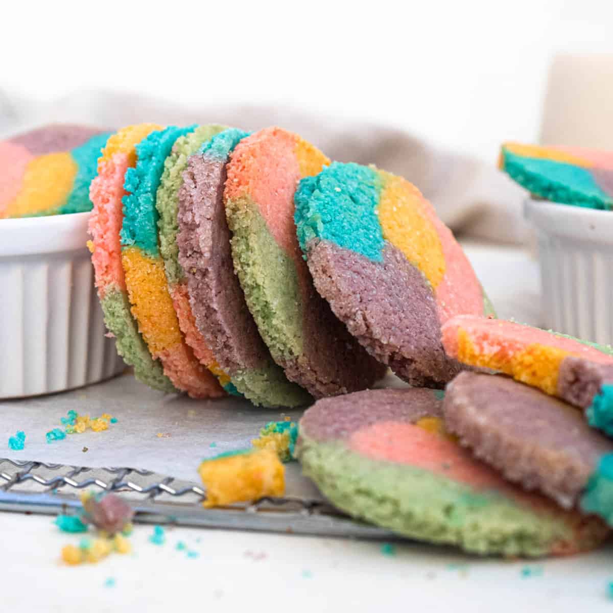 Easy, short and buttery rainbow slice and bake cookies