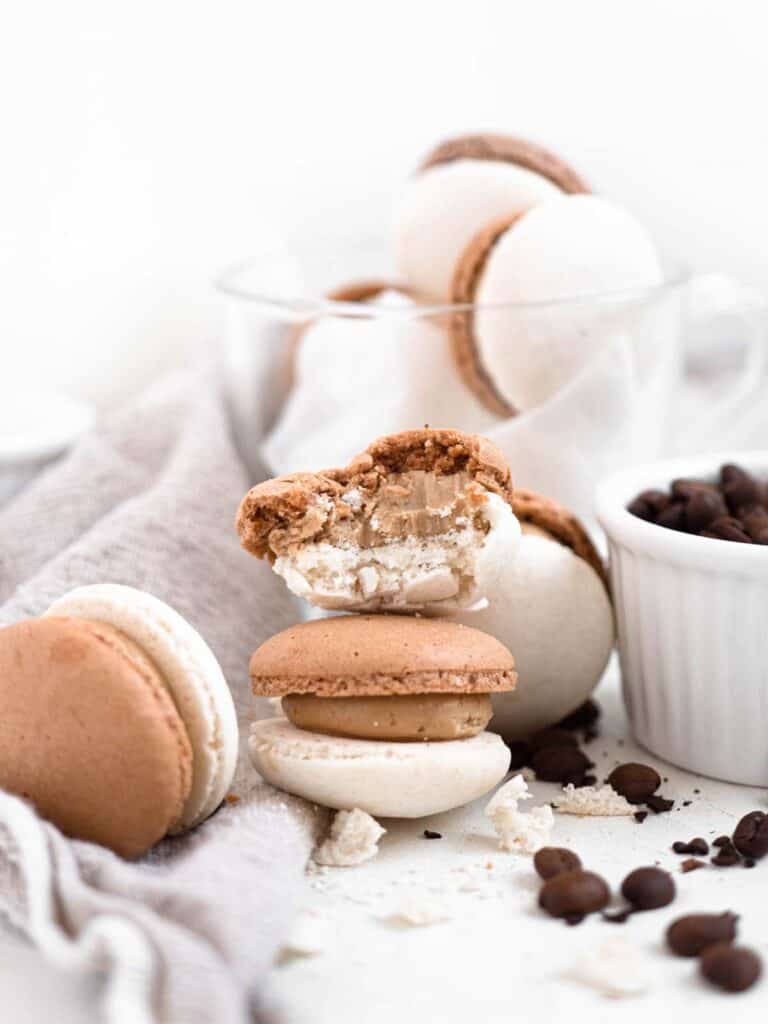 Vietnamese coffee macarons with coffee flavoured condensed milk buttercream 