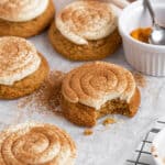 Soft pumpkin spice cheesecake frosted cookies crumbl inspired