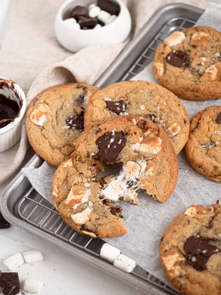 Smores marshmallow and chocolate chunk cookies