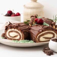 Yule Log Cake with Chocolate Ganache - Ruchiskitchen