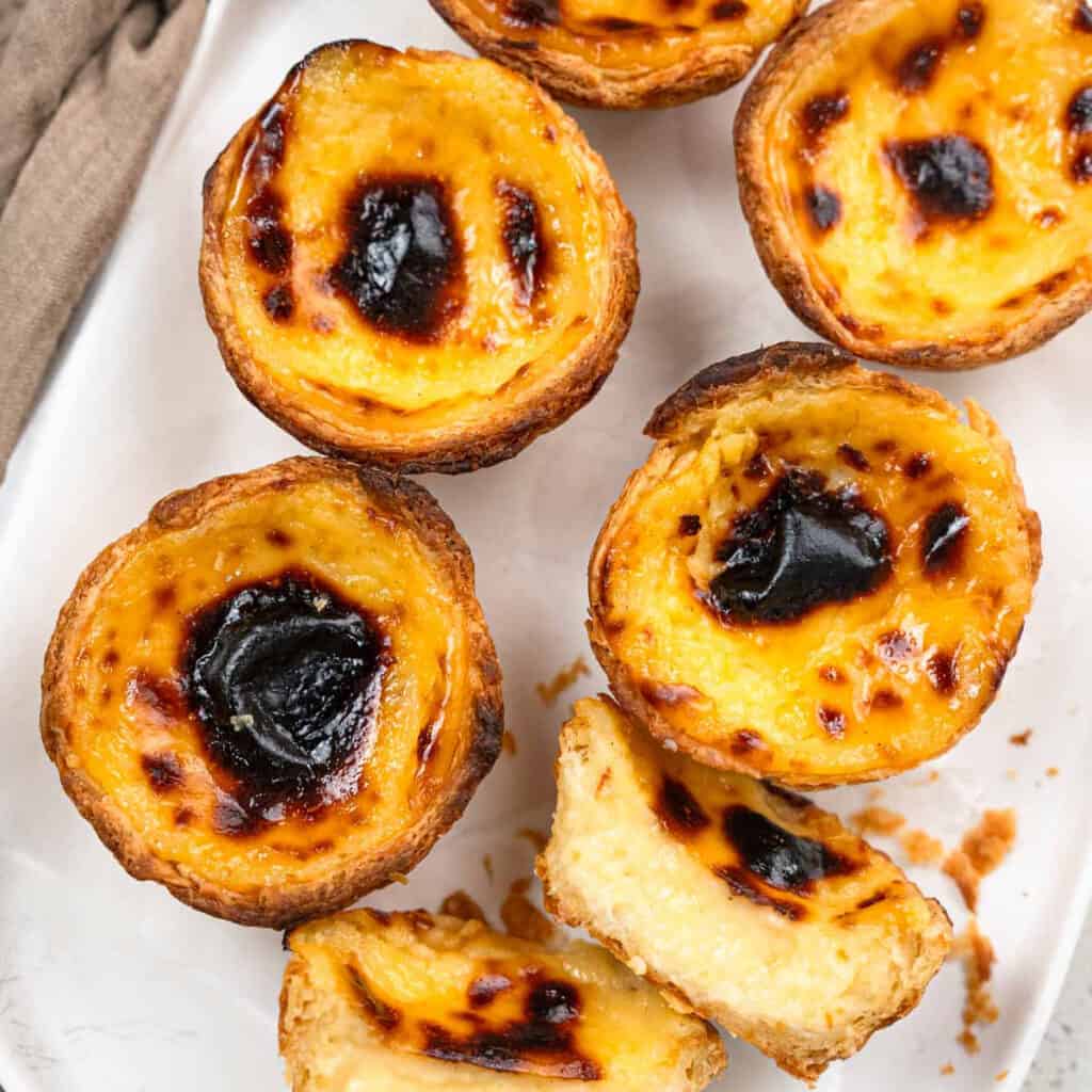 Portuguese Egg Tarts with a flaky crust