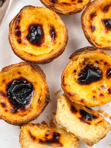 Portuguese Egg Tarts with a flaky crust