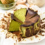 Matcha green tea burnt Basque cheesecake