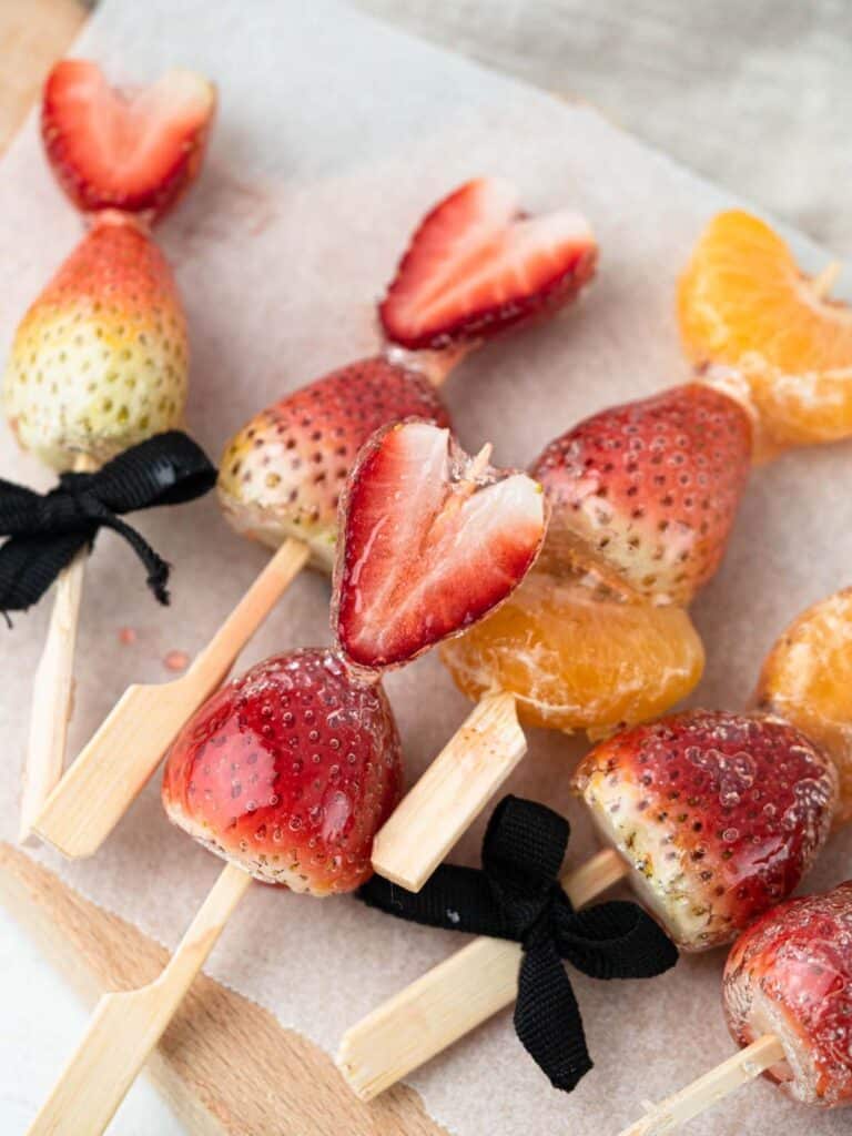Strawberry tanghulu candied fruit skewer
