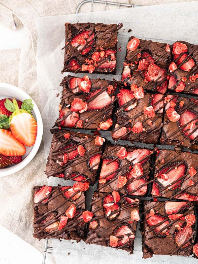 Fresh strawberry chocolate brownies