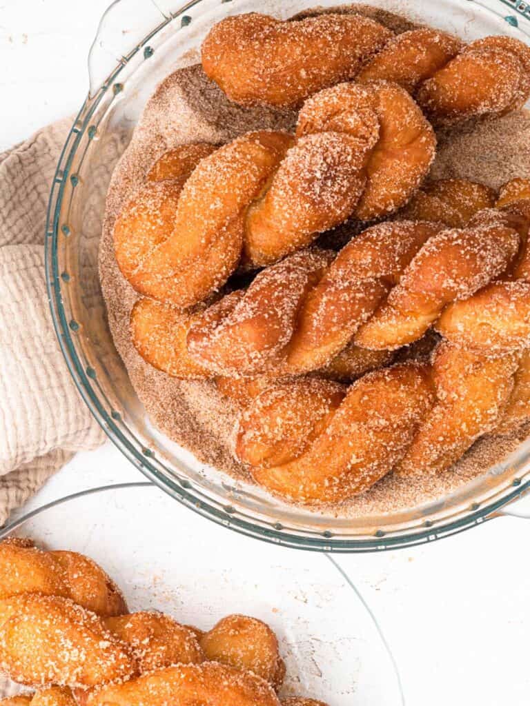 Kkwabegi korean twisted cinnamon sugar donuts