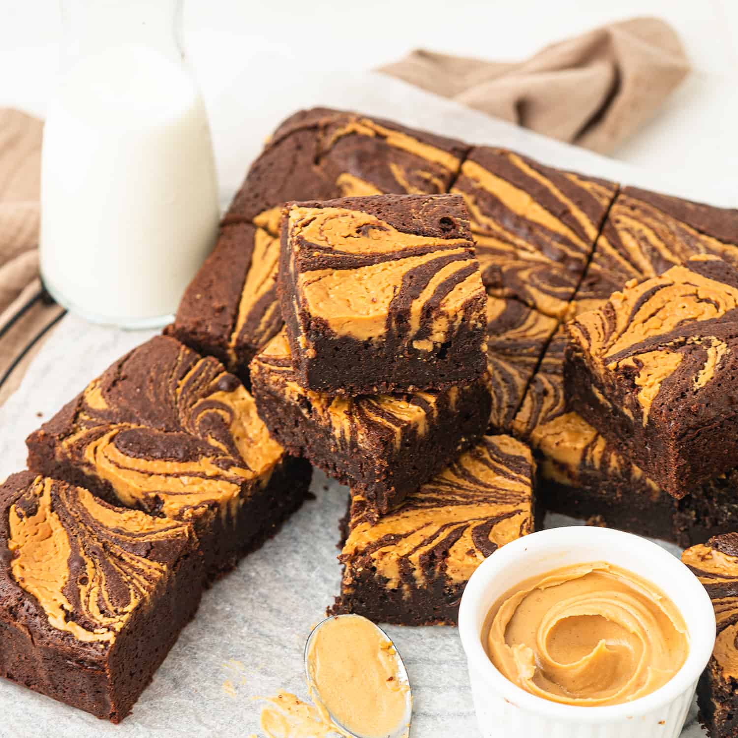 fudgy chocolate brownies swirled with peanut butter