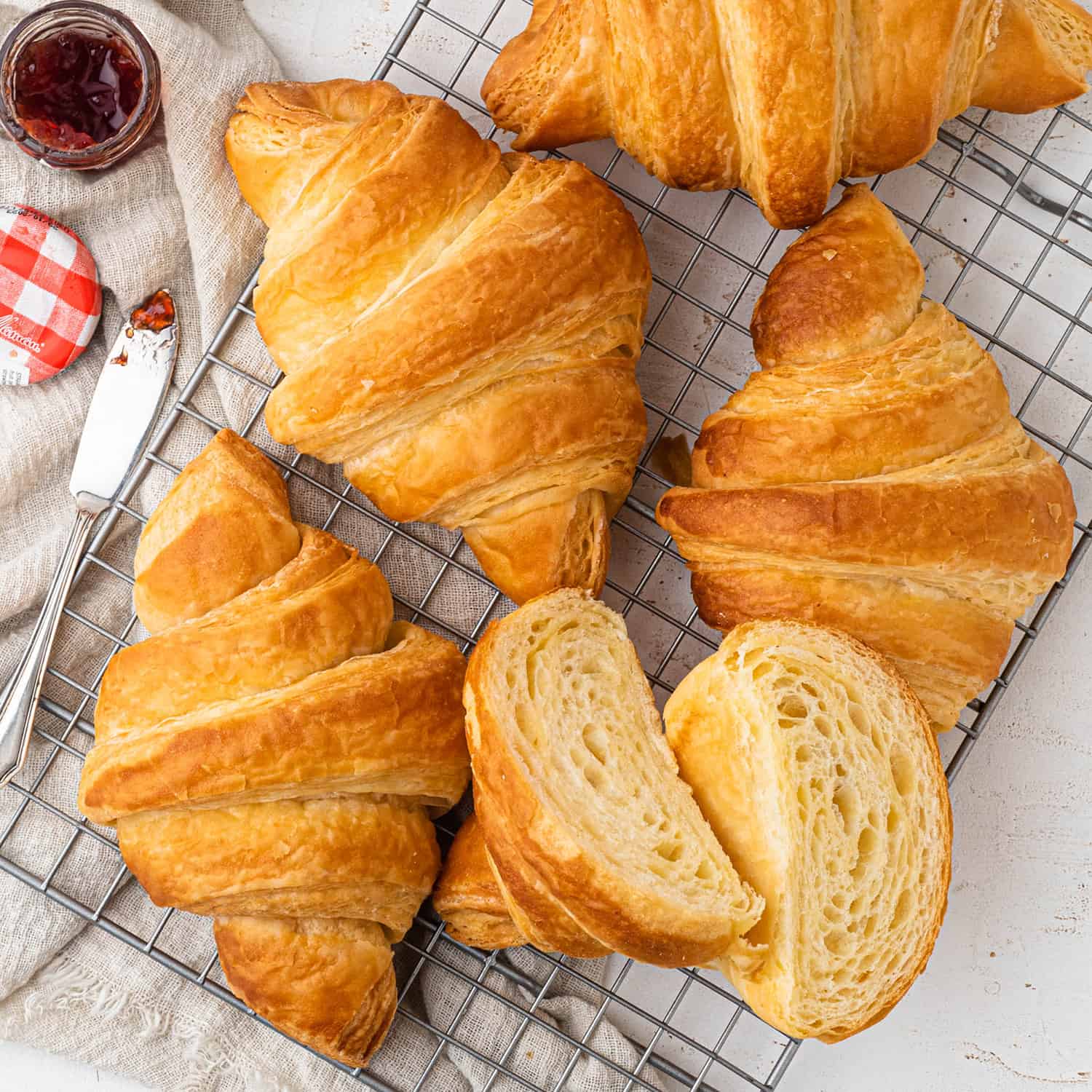 flaky golden croissants made without a stand mixer