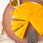 No-bake passionfruit cheesecake with passionfruit curd
