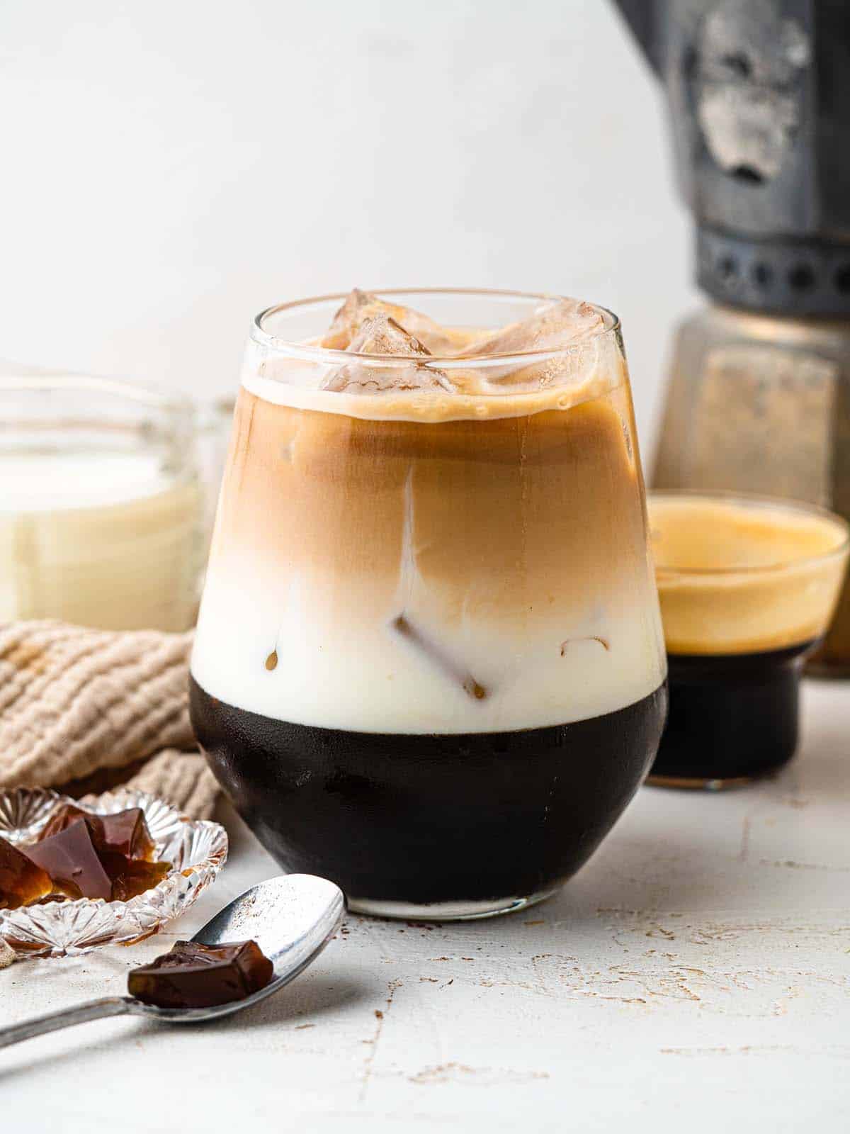 Coffee jelly with espresso and milk
