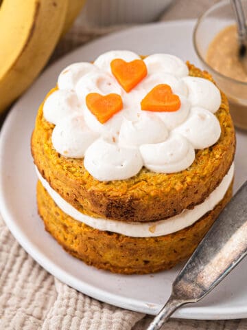 Carrot, banana and peanut butter dog friendly cake