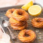 French Cruller donuts with a lemon vanilla glaze