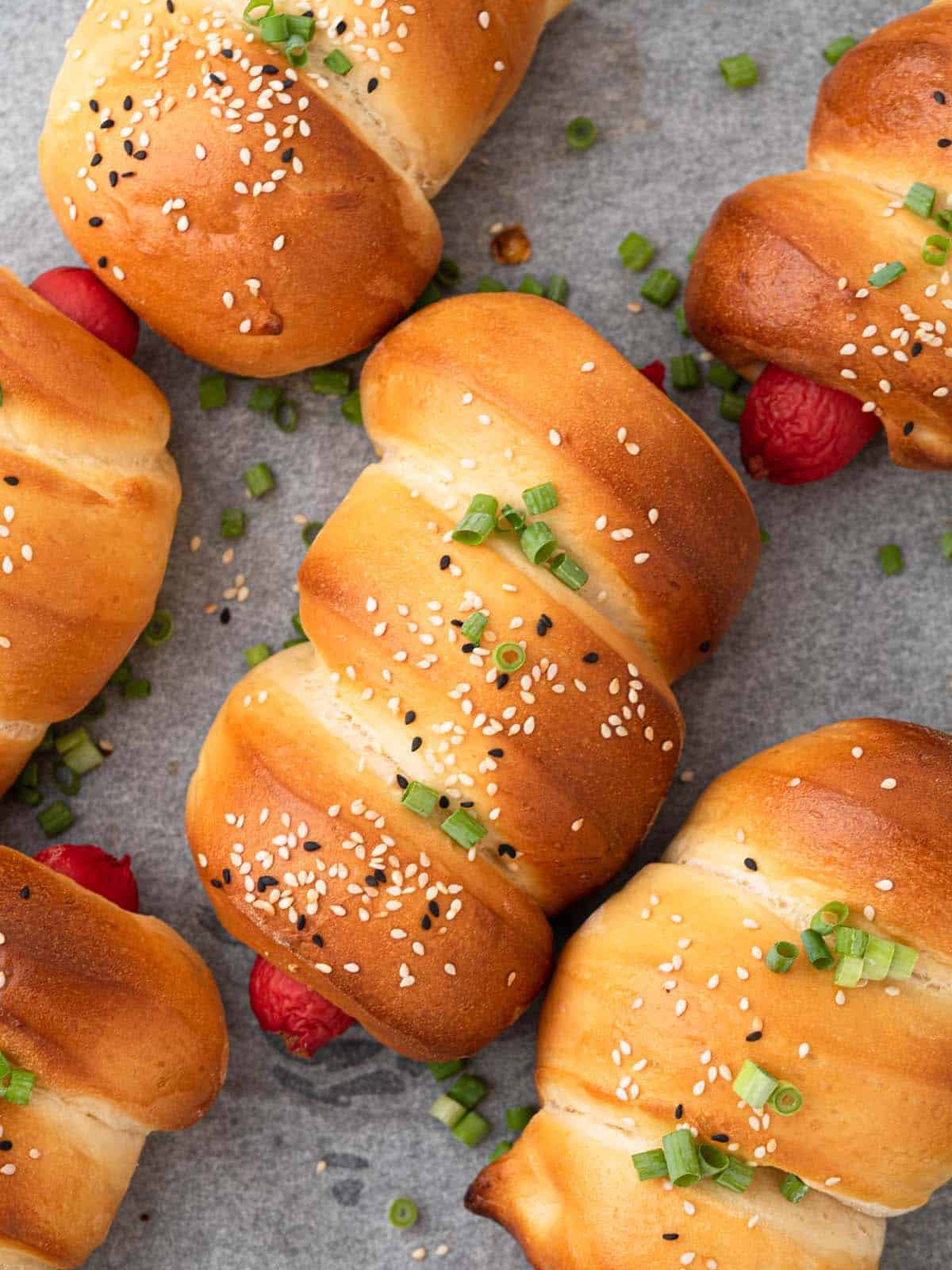 asian bakery style hot dog sausage bread rolls