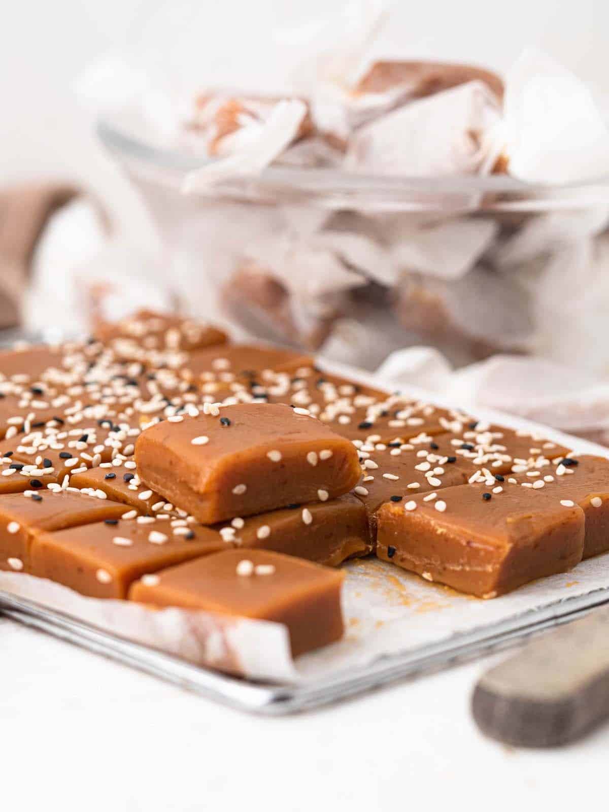soft and buttery miso caramels