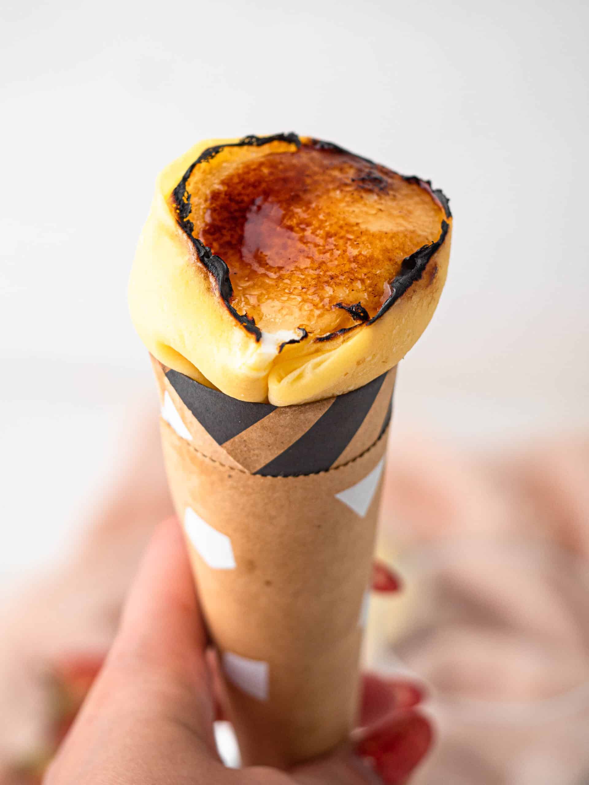 Japanese creme brulee crepe cone