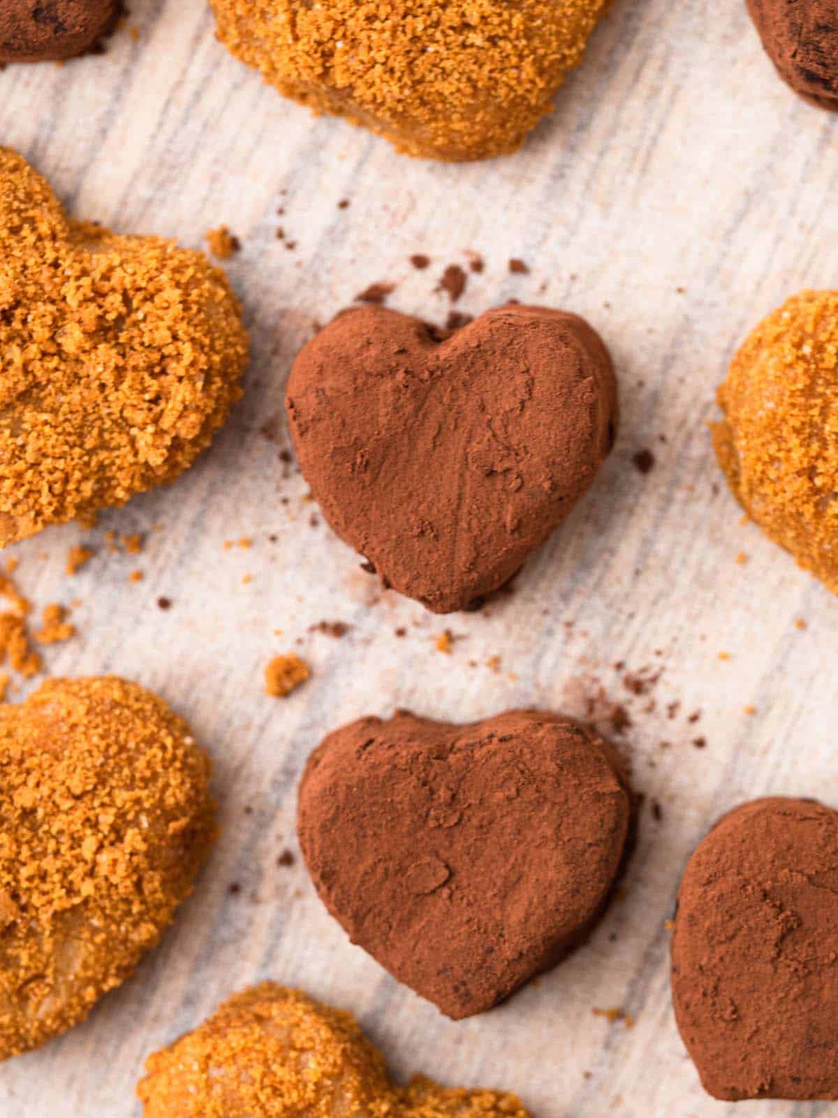 biscoff truffles dusted in cocoa powder and lotus cookie crumbs