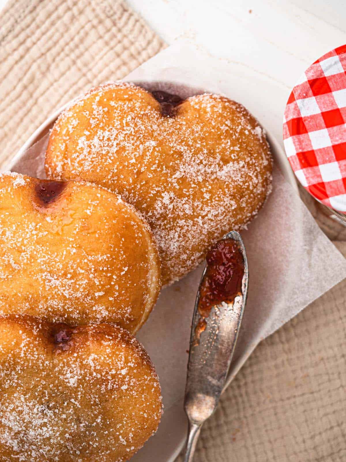 heart shaped jelly donuts filled with strawberry jam
