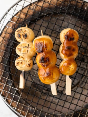 soy glazed grilled mitarashi dango
