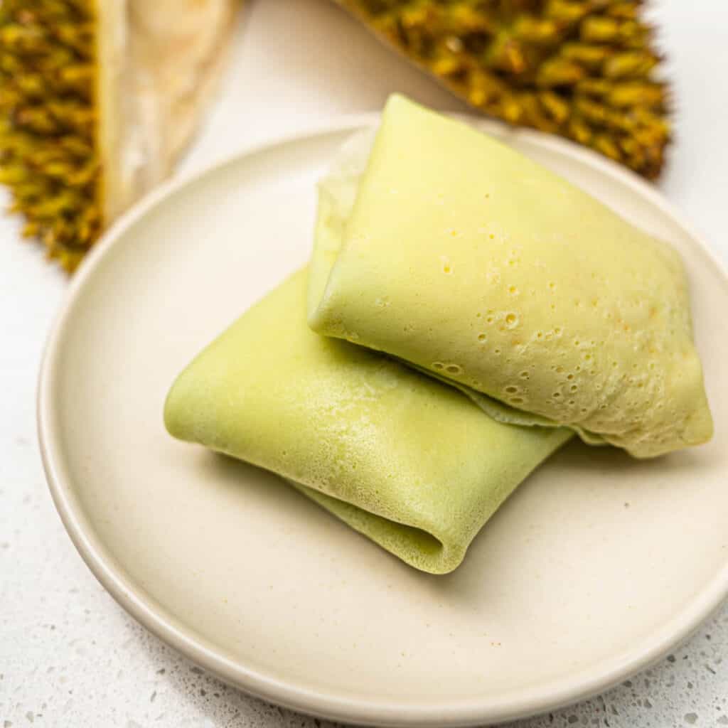 Durian pancake filled with whipped cream