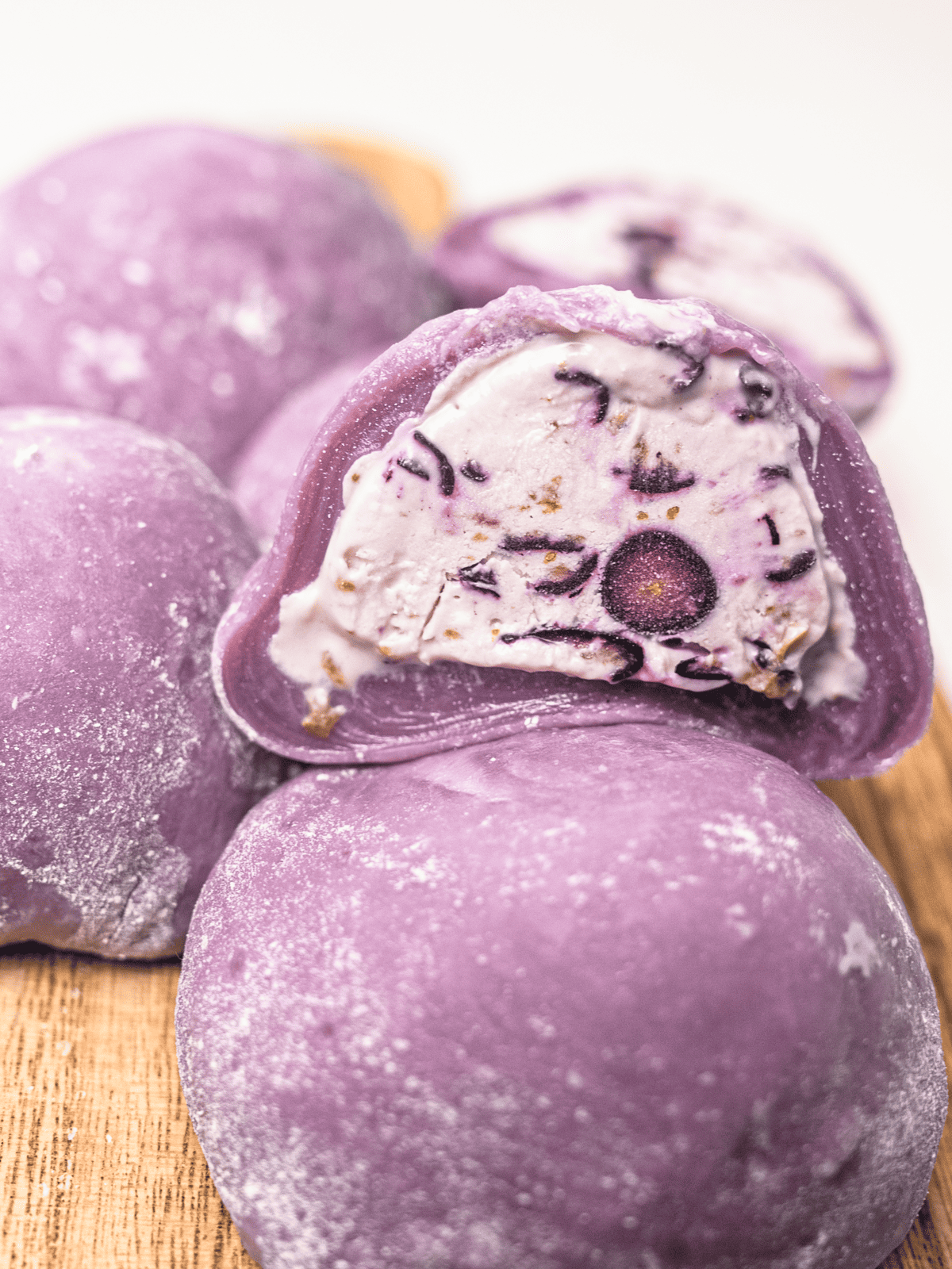 Blueberry mochi with a fresh blueberry cream cheese filling