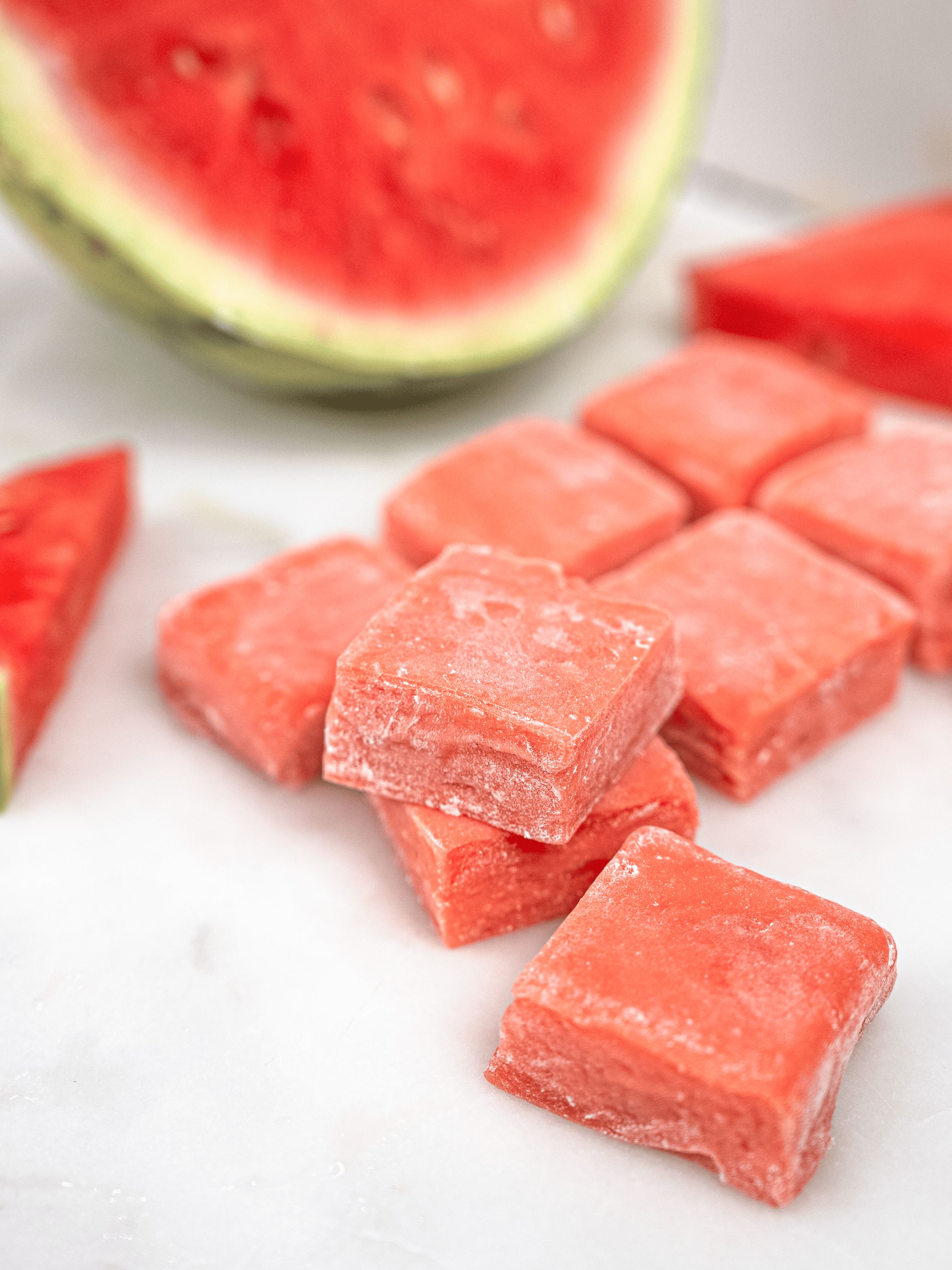 Fresh watermelon mochi squares