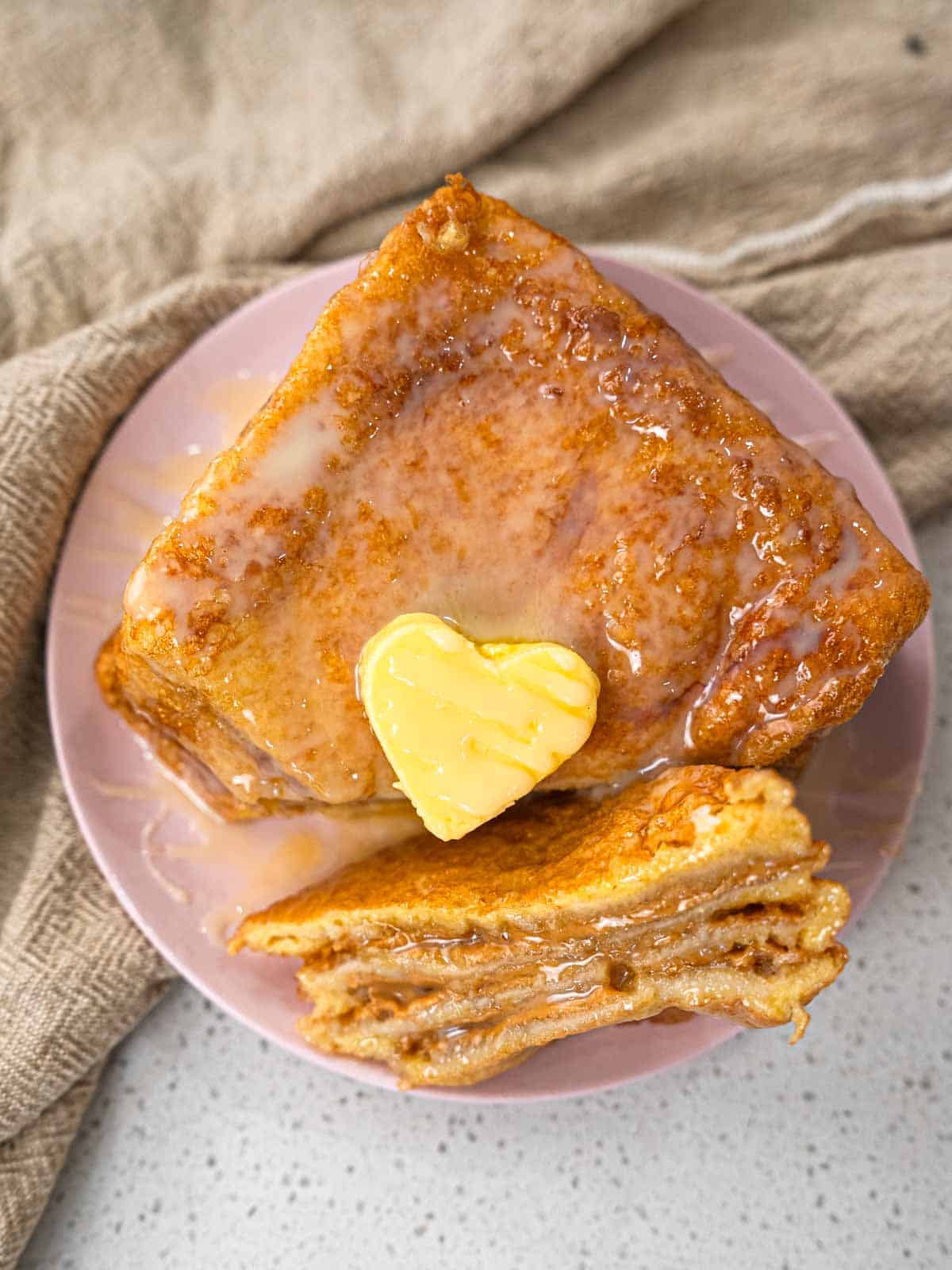 Hong kong french toast served with condensed milk and butter