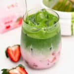 iced strawberry matcha latte