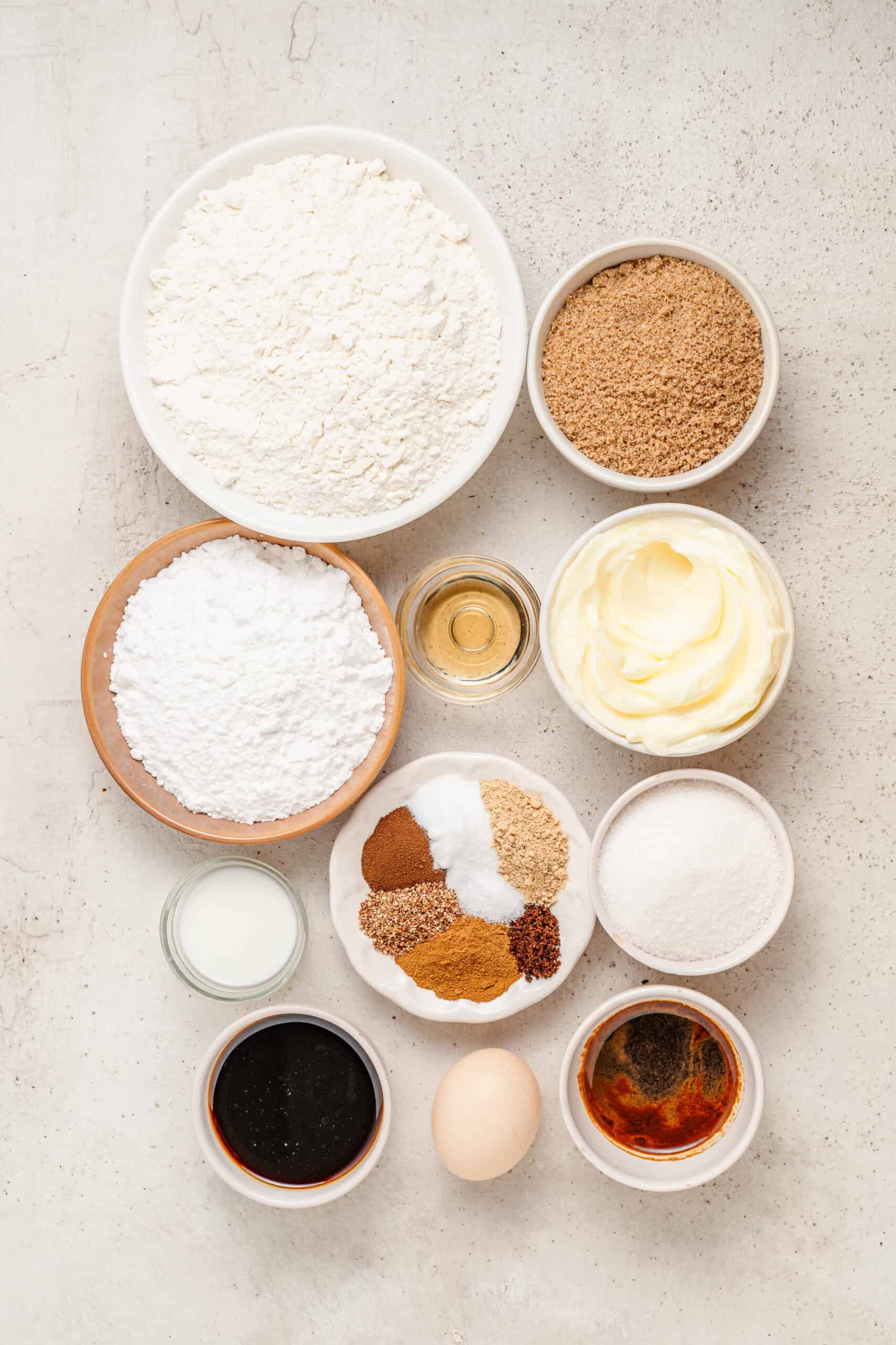 Ingredients for gingerbread latte cookies laid out - Catherine Zhang Ingredients for gingerbread latte cookies laid out
