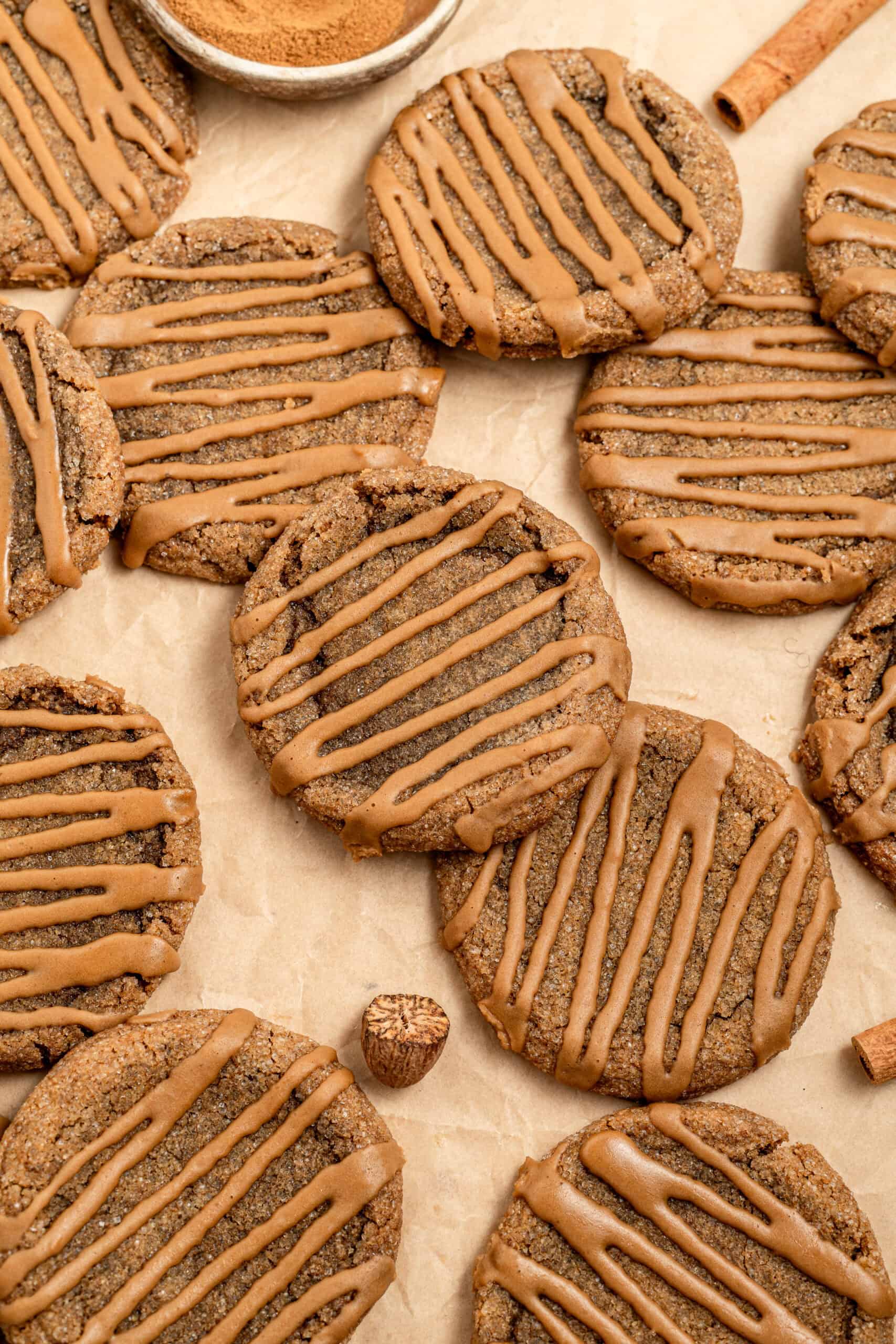Gingerbread latte cookies with coffee glaze on a surface - Catherine Zhang Gingerbread latte cookies with coffee glaze on a surface
