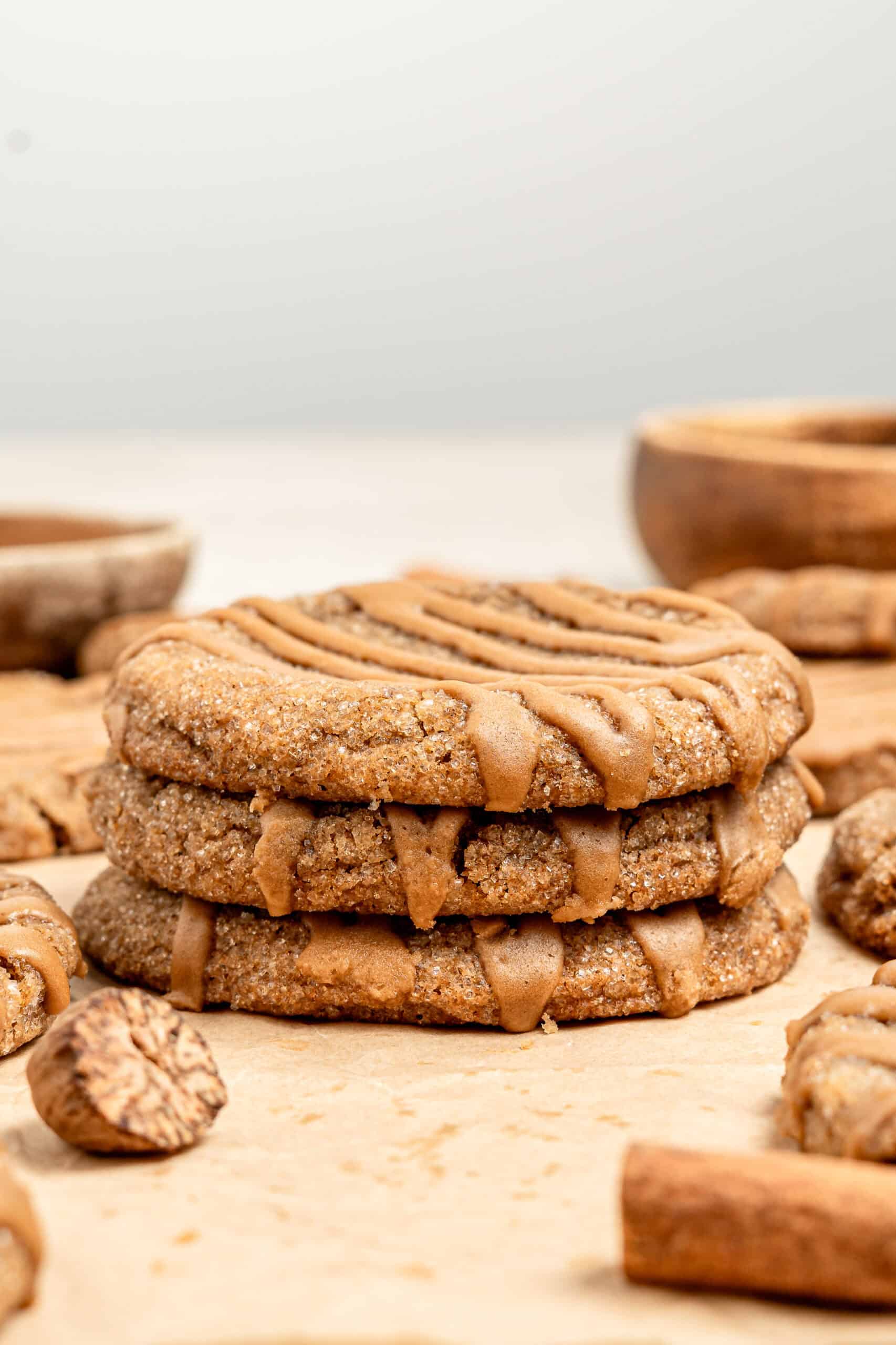 A tall stack of chewy gingerbread latte cookies - Catherine Zhang A tall stack of chewy gingerbread latte cookies