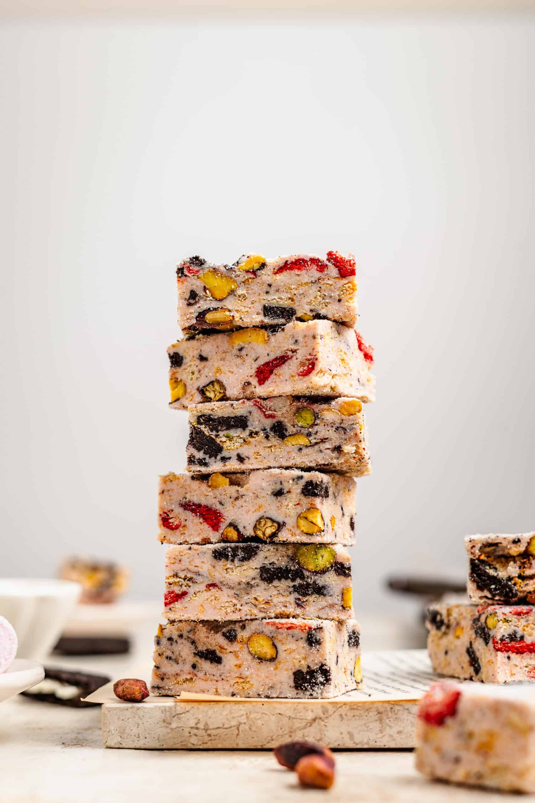 Tower of snowflake crisp nougat squares - Catherine Zhang Tower of snowflake crisp nougat squares