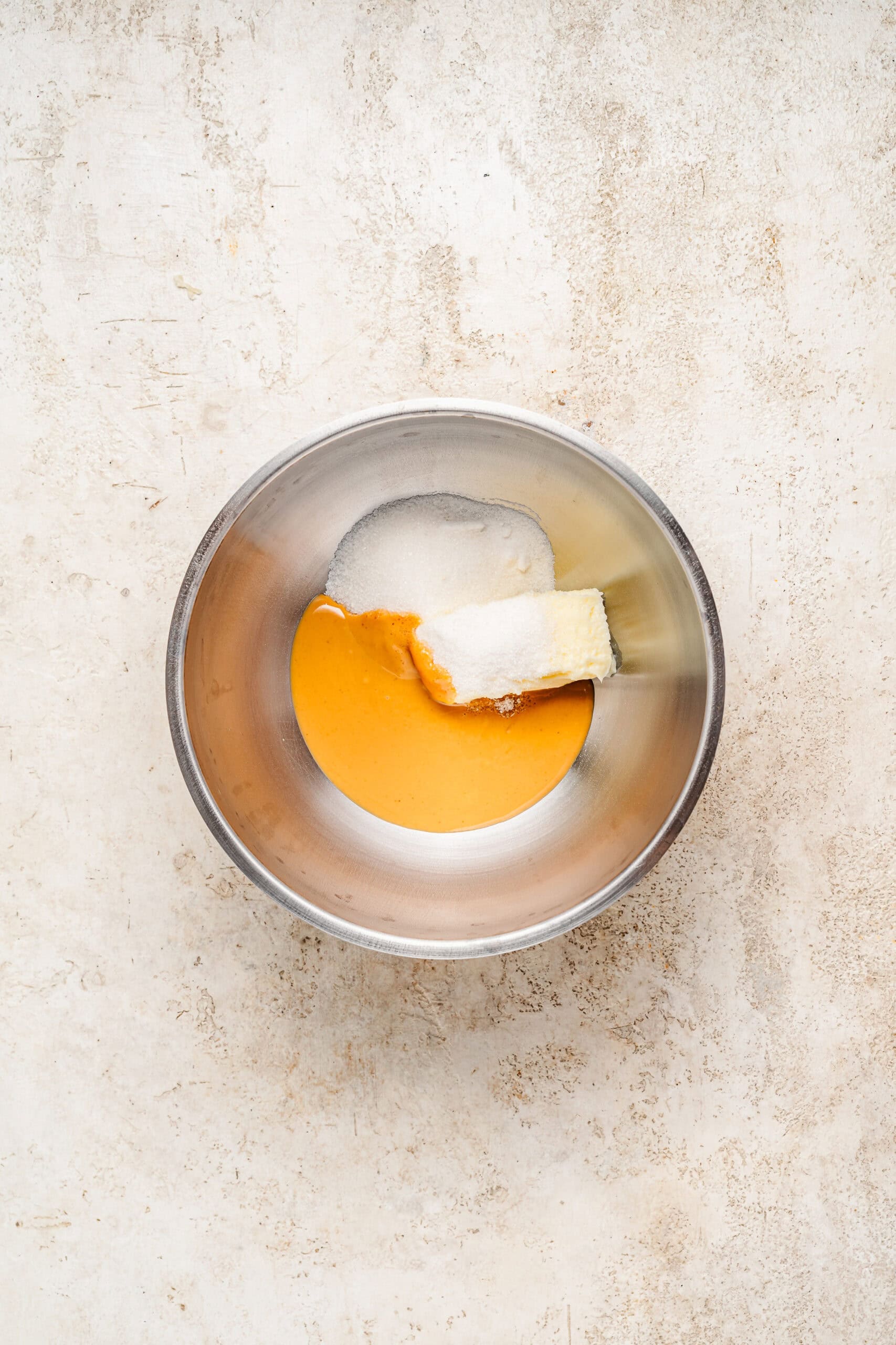 Creaming butter, sugar and peanut butter for soboro bread streusel - Catherine Zhang Creaming butter, sugar and peanut butter for soboro bread streusel